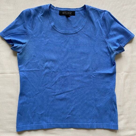 Kasper Womens Top Blouse Knit Short Sleeve Casual - Picture 1 of 4